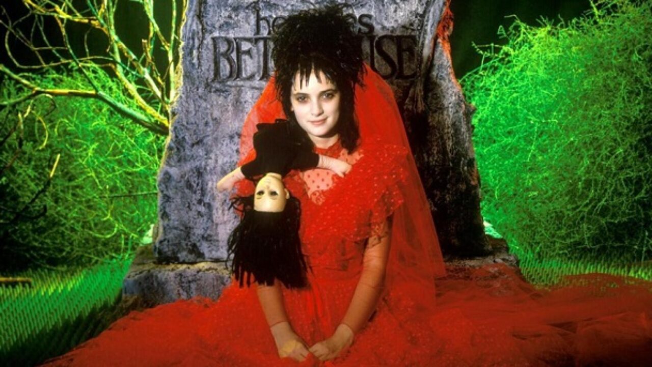 fitted lace wedding dress Beetlejuice 2024 Lydia Deetz / Beetlejuice Cosplay Costume Red Wedding  Outfits Halloween Carnival Suit main image 1