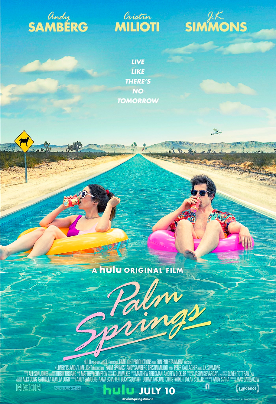 Palm Springs, Andy Samberg, Hulu, poster, Cristin Milioti