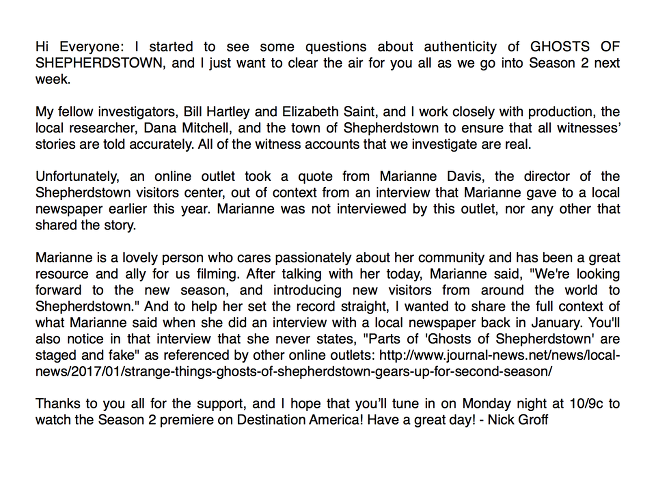 ghosts of shepherdstown nick groff destination america paranormal elizabeth saint bill hartley reality