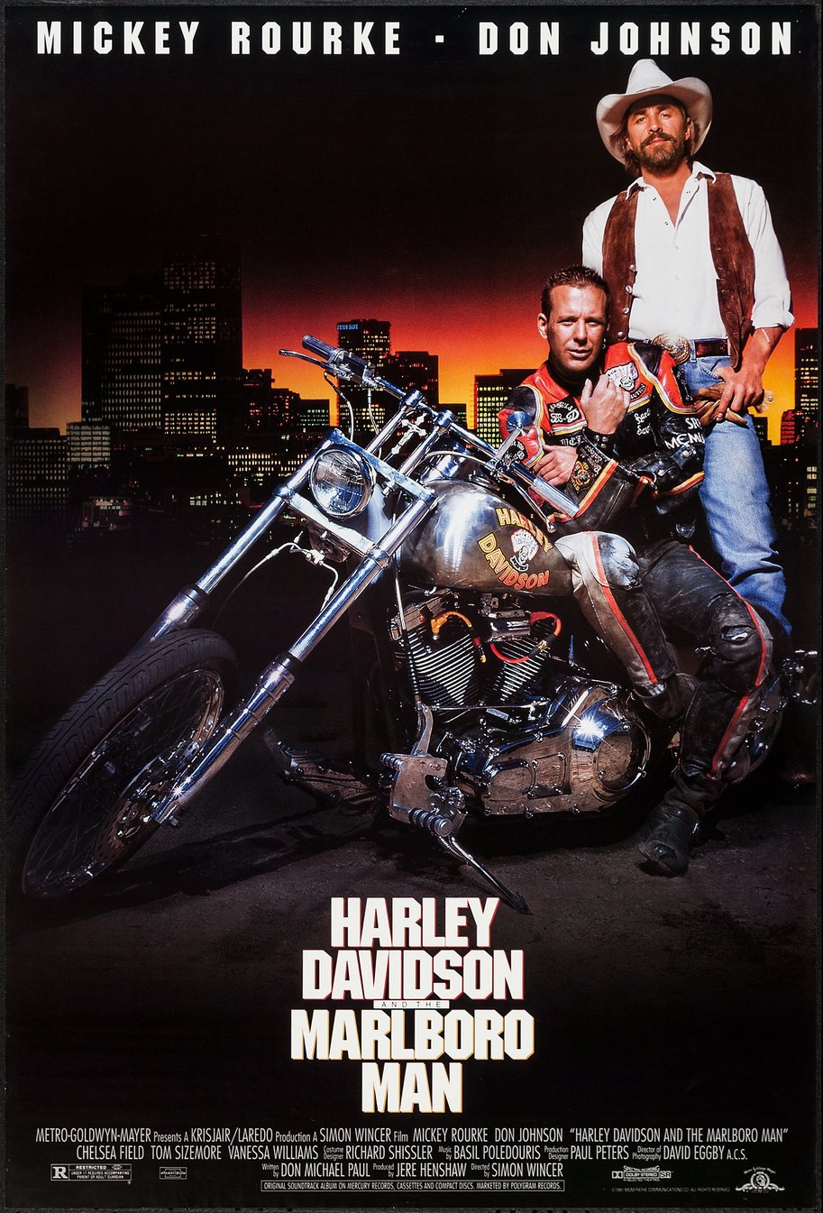 harley davidson and the marlboro man don johnson mickey rourke poster