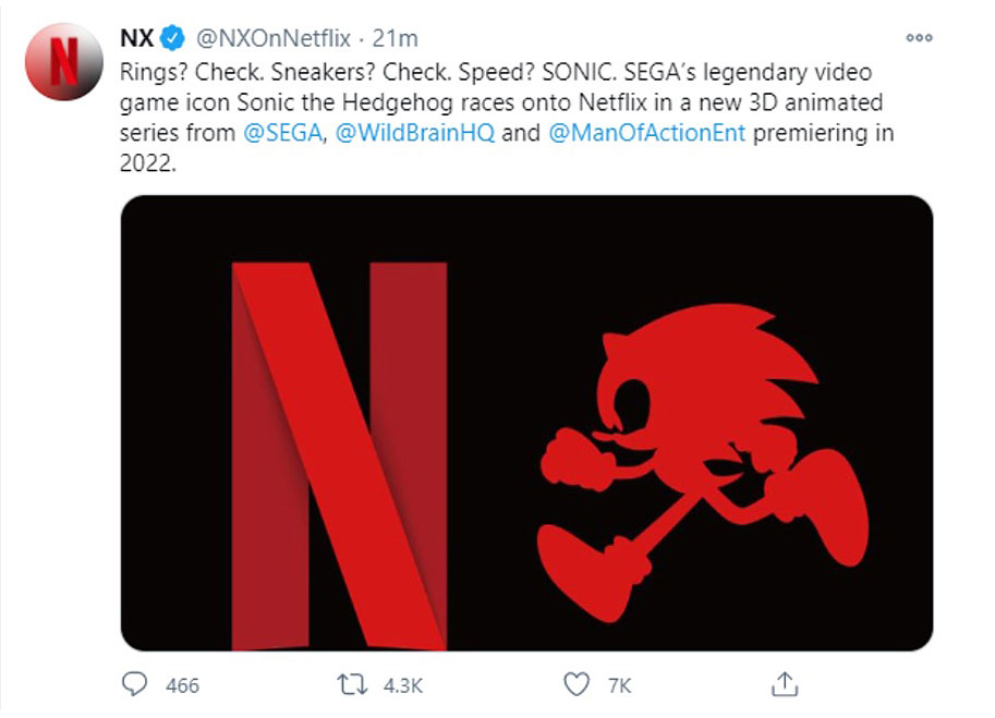 Sonic the Hedgehog, Netflix, animated series, TV, Twitter