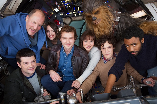 Han Solo cast Alden Ehrenreich Woody Harrelson Chewbacca Emilia Clarke Donald Glover