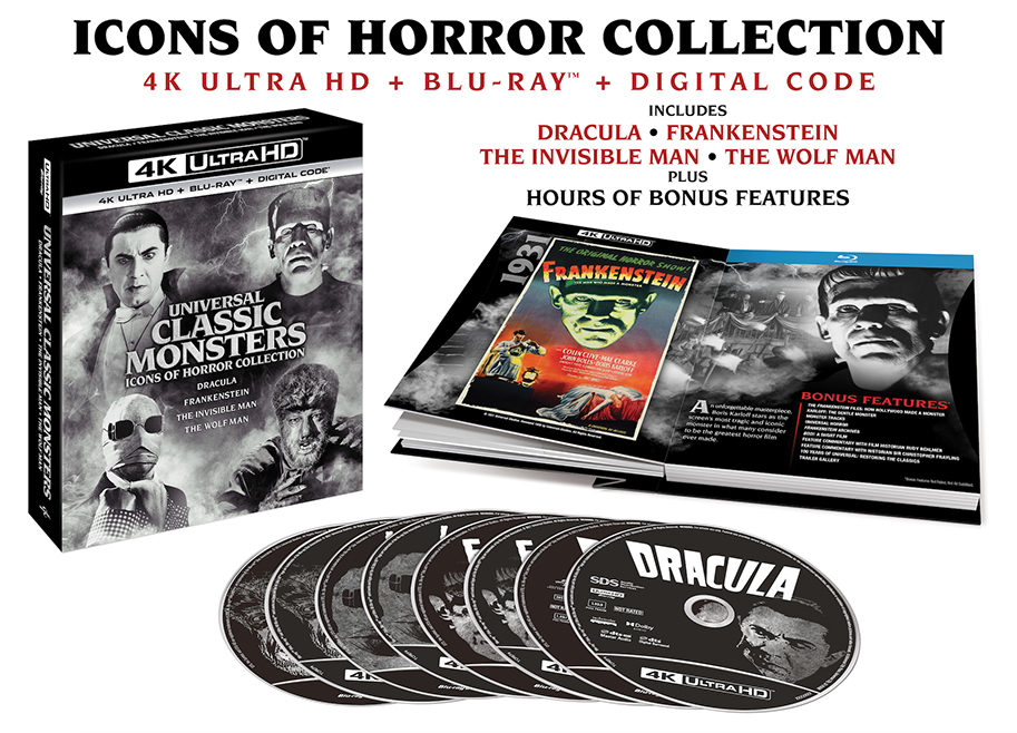 Universal Monsters, 4K, Dracula, The Wolf Man, Frankenstein, The Invisible Man