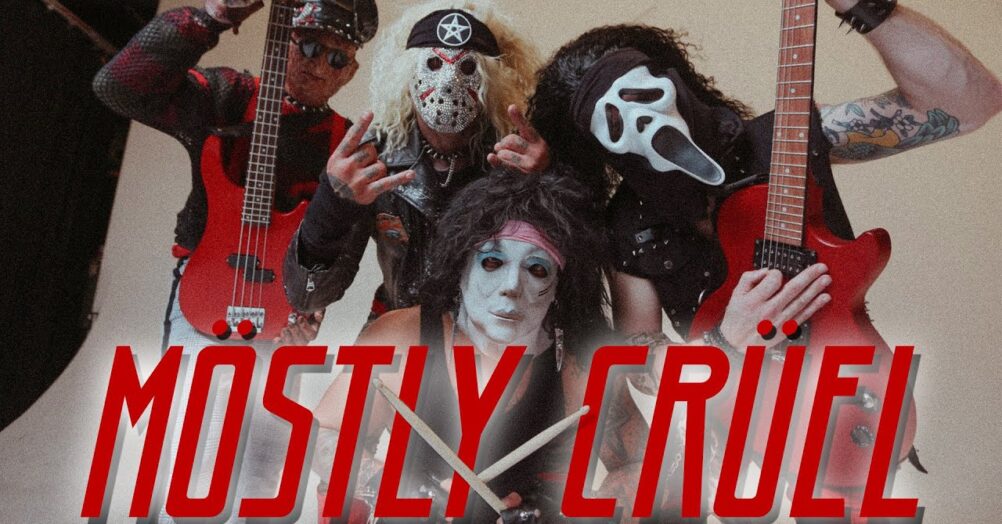 Inspired by Motley Crue, iconic slashers Jason, Freddy, Michael, Leatherface, and Ghostface have formed a band called Mostly Cruel.
