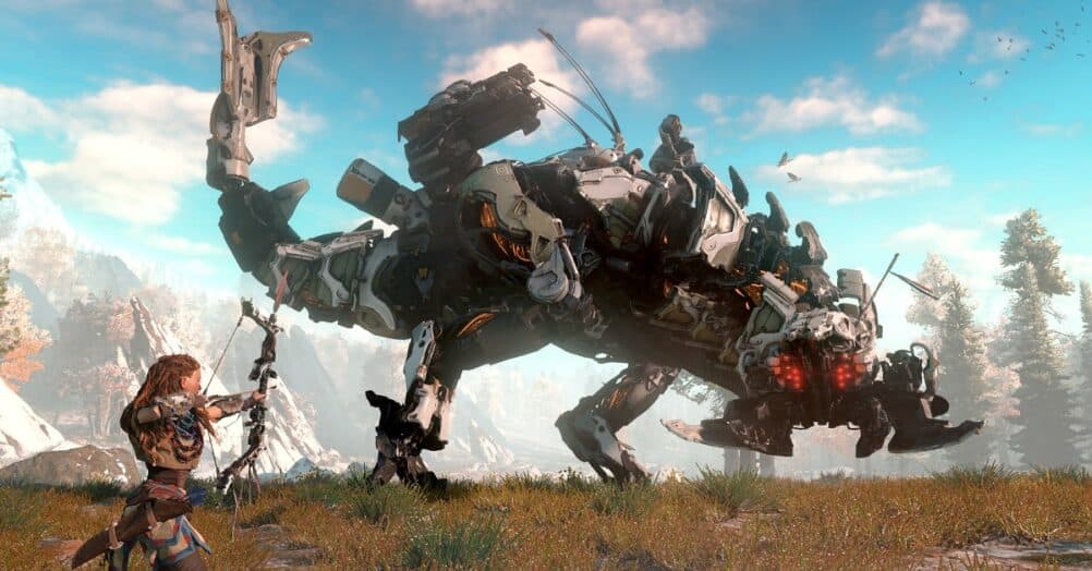Robotic dinosaurs roam the post-apocalyptic countryside in Horizon Zero Dawn, a video game that's getting a TV series adaptation at Netflix