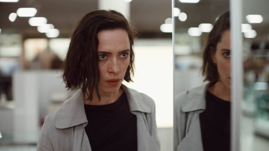 Rebecca Hall looks to the future in The Resurrection (2022).