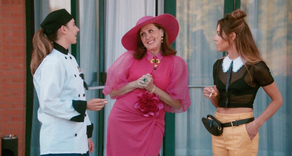 Alison Brie as “Amber,” Molly Shannon as “Deb,” and Aubrey Plaza as “Kat” in Jeff Baena’s SPIN ME ROUND. Courtesy of IFC Films. An IFC Films Release.