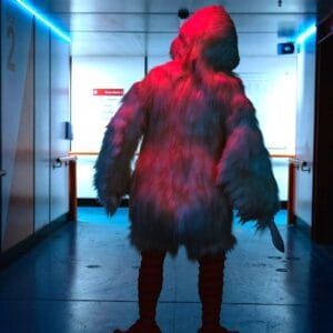 Images from the upcoming BBC horror comedy series Wrecked reveal the killer wears a duck costume and is called Quacky.