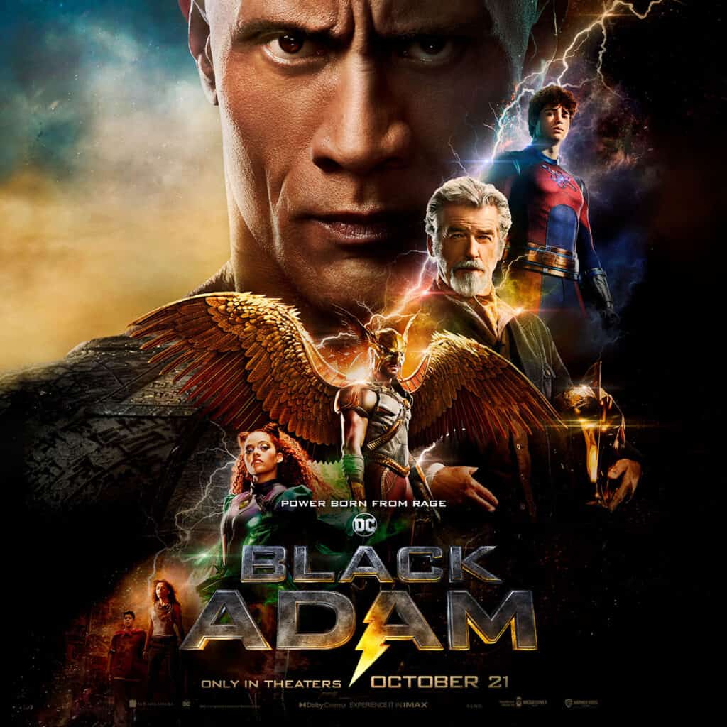 Postere cu personajele Black Adam, artă principală, DC Films, Dwayne Johnson