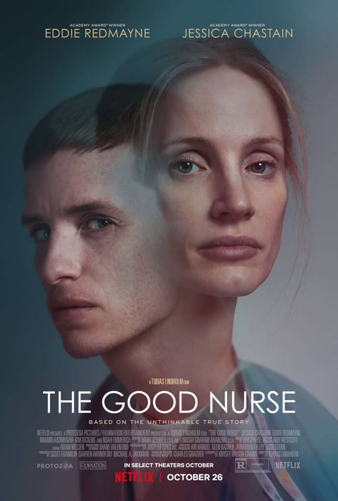 The Good Nurse, The Good Nurse poster, Jessica Chastain, Eddie Redmayne, Netflix