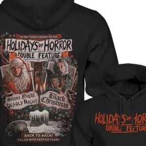 Gutter Garbs is selling T-shirts, hoodies, & posters for a holidays of horror double feature of Silent Night, Deadly Night and Black Christmas