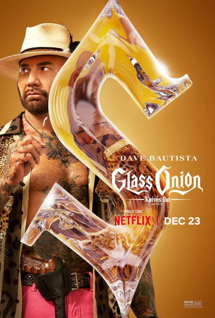 Glass Onion, Rian Johnson, Netflix, Glass Onion character posters, Dave Bautista