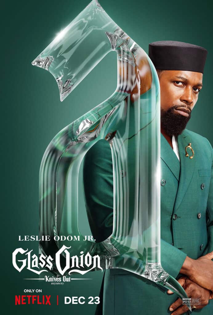 Glass Onion, Rian Johnson, Netflix, Glass Onion character posters, Leslie Odom Jr.