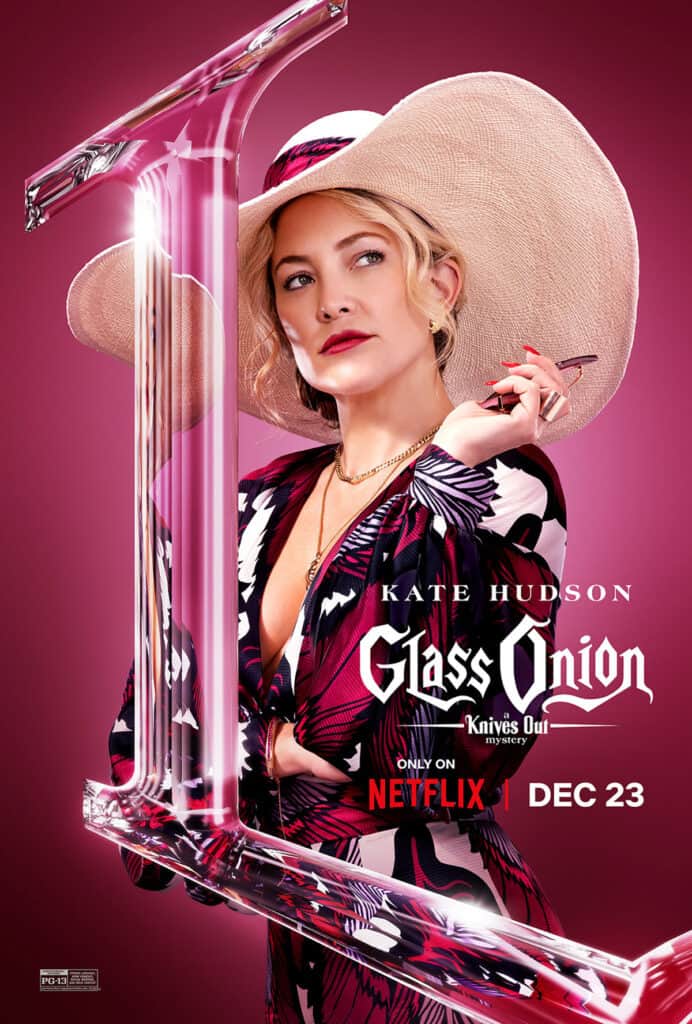 Glass Onion, Rian Johnson, Netflix, Glass Onion character posters, Kate Hudson