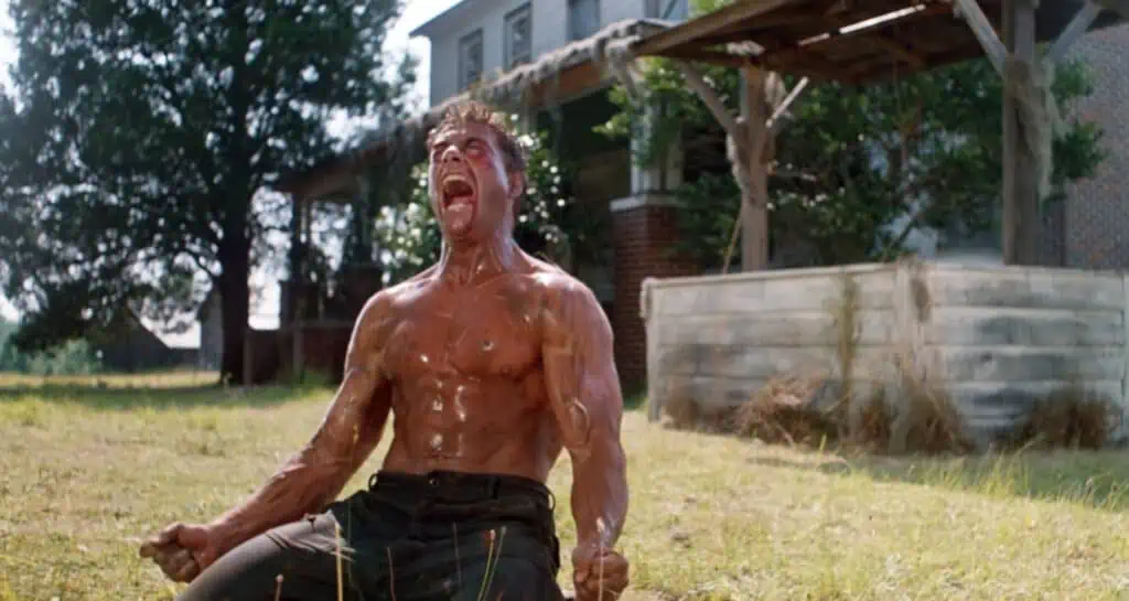 Jean Claude Van Damme on his knees screaming
