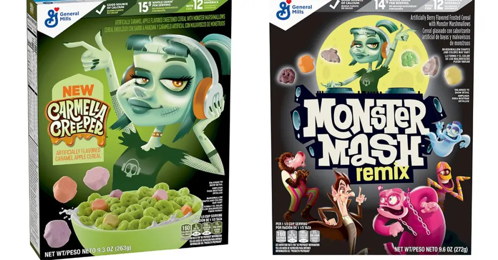 General Mills is adding a new Monster Cereal into the mix this Halloween season: Carmella Creeper! A green caramel apple cereal