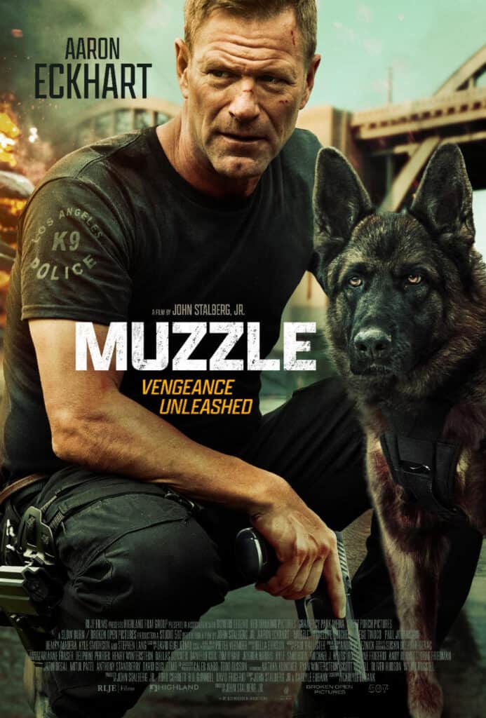 Muzzle, trailer, poster, Aaron Eckhart