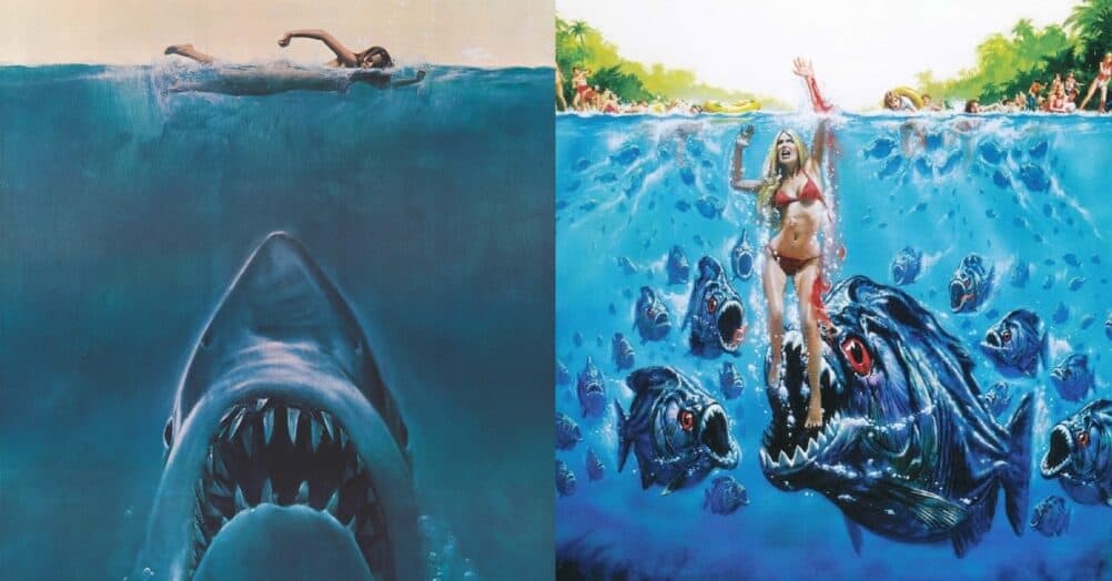 The debut episode of the Horror Movie Rip-Off video series looks at Steven Spielberg's Jaws and Joe Dante's Piranha