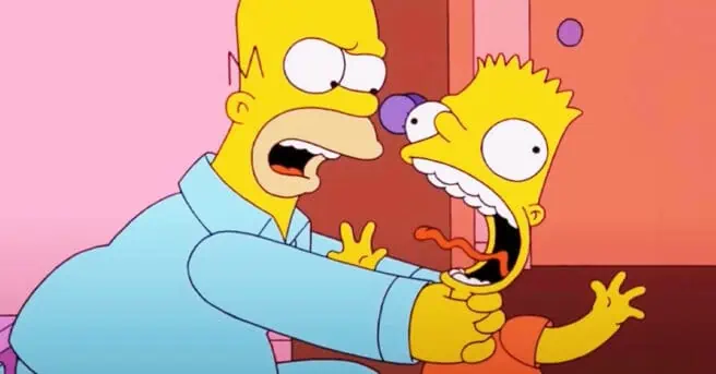 Homer strangling Bart, The Simpsons
