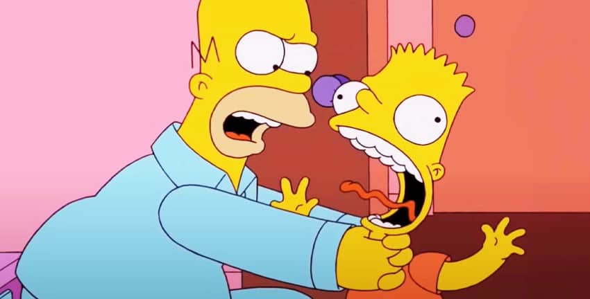 Homer strangling Bart, The Simpsons