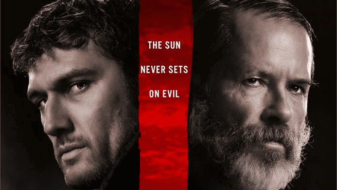 Alex Pettyfer and Guy Pearce in Sunrise (2024).