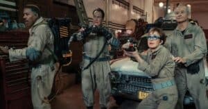 A trio of new images from Ghostbusters: Frozen Empire feature Afterlife characters, original Ghostbusters, and the new villain