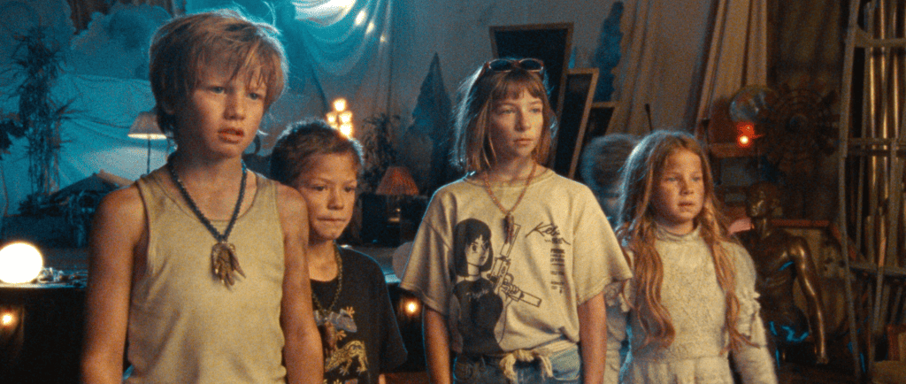 Charlie Stover, Skyler Peters, Phoebe Ferro, and Lorelei Olivia Mote in Riddle of Fire (2024).