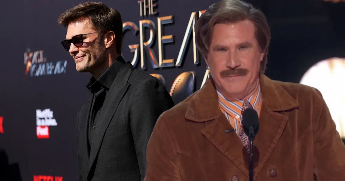 Will Ferrell re-dons the mustache as he reprises Ron Burgundy for Netflix’s Roast of Tom Brady