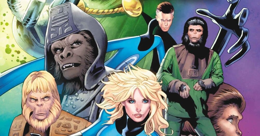 The Planet of the Apes characters are crossing over with Marvel characters in the four-issue series Planet of the Apes vs. Fantastic Four