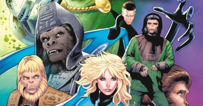 The Planet of the Apes characters are crossing over with Marvel characters in the four-issue series Planet of the Apes vs. Fantastic Four