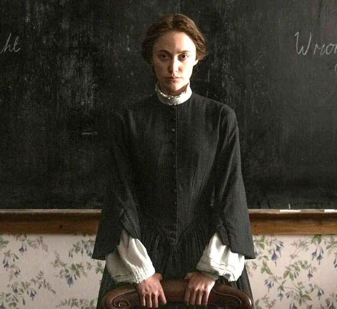 Maika Monroe delivers a deliciously deranged performance in the stylish Victorian horror satire Victorian Psycho.