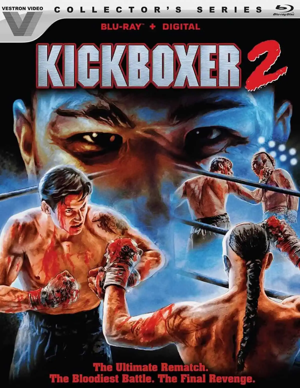 Sasha Mitchell in an intense scene from Kickboxer 2
