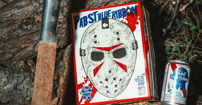Pabst Blue Ribbon is turning its 12-pack into a wearable Jason Voorhees mask for a Halloween collaboration with Jason Universe