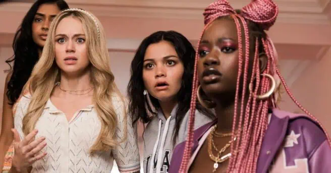 Siena Agudong and Brec Bassinger star in Tubi’s Buzzkill, a new horror comedy about sorority sisters and a mysterious murderer