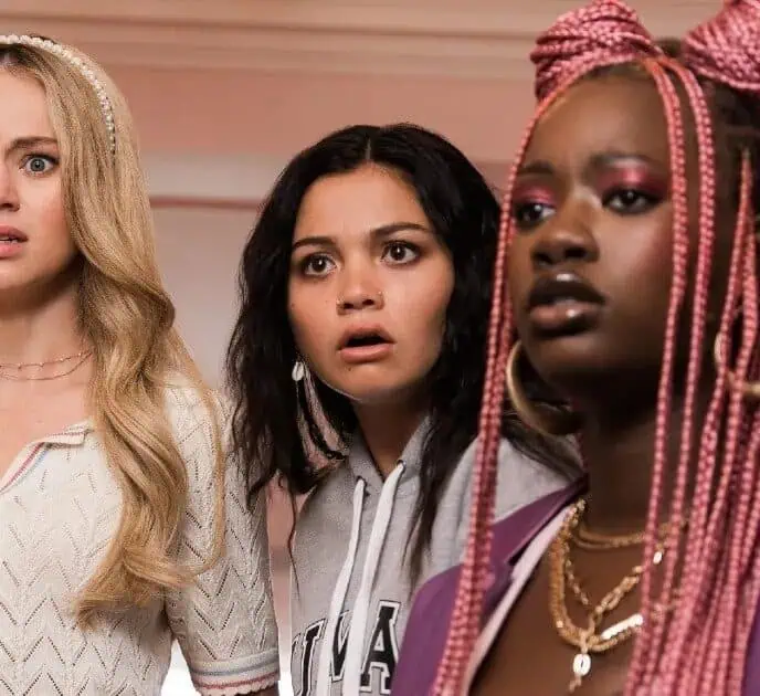 Siena Agudong and Brec Bassinger star in Tubi’s Buzzkill, a new horror comedy about sorority sisters and a mysterious murderer